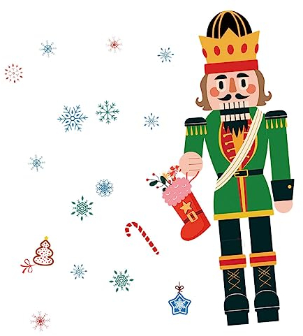 ABOOFAN Autocollant de Fenêtre Noël Casse-Noisette Flocon de Neige Décoration pour Vitrine Maison Magasin Stickers en PVC Amovibles Décoratifs pour Fête de Noël