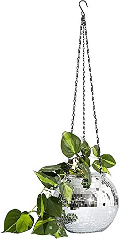 JOPLAX Disco-Kugel-Pflanzgefäß, Hängende Pflanze, Pflanzgefäße, Boho-Stil, Spiegel, Dekorativer Hängender Blumentopf Für Den Innen- Und Außenbereich, Dekorative Glänzende Geschenke