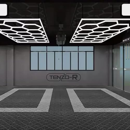 Tenzo-R LED Hexagon Beleuchtung für Garage Werkstatt Showroom 14 Felder 2,44 x 4,85 m