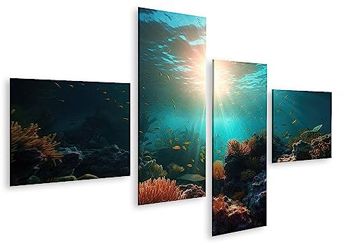 islandburner Prime Bild auf Leinwand Tiere Unterwasserwelt Sonnenstrahlen Korallenriff Fisch Bilder Wandbilder Poster