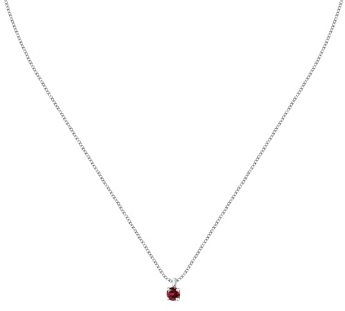 Morellato Damen Halskette aus nachhaltigem 925%-Silber, roter Zirkon, Tesori-Kollektion – SAIW174