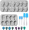 RAFIYU 7 Stück Schokoladenform Silikon, Skull Eiswürfelformen, Halloween Silikonform Backformen, Totenkopf Schokoladenform für Süßigkeiten Gelee Pralinen Eiswürfel Antihaft mit 2 Pipetten 2 Schaber