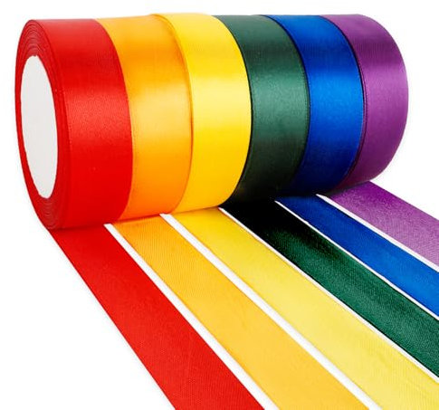 Geschenkband 6 Farben Satinband 25mm×23m Schleifenband Seidenband Stoffband Seidenbänder Bunt Für DIY Handwerk Ribbon Dekoband Zum Basteln Geschenkverpackung Geburtstag Blumenstrauß Party Deko