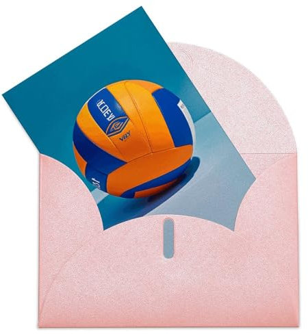 NQHJT Grußkarte, Volleyball-Geburtstagskarten mit Umschlägen, 10,2 x 15,2 cm, blanko, Postkarten, Feiern, Aktivitäten, Grußkarten für Erwachsene, Arbeit, Büro