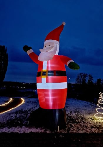 Riesen Weihnachtsmann selbstaufblasend mit LED Beleuchtung - 400 cm | XXL Nikolaus, Garten Dekoration extra groß, Aufblasbare Santa Claus Weihnachts Figur, beleuchtet