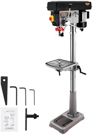 15 in Floor Drill Press, 7.5 Amp 120V Pure Copper Motor, 288-3084 RPM Variable Speed Cast Iron Bench Drill Press, 0-45° Tilting Worktable, Tabletop Drilling Machine for Wood Metal