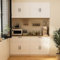 Küchenschrank mit verstellbare Einlegböden, Küchenbuffet, Buffetschrank, Schrank weiß + Arbeitsplatte Eich, Küchenschrank mit 2 Schubladen und 4 Schränke, 160 x 32 x 60 cm und 160 x 44 x 80 cm, MDF