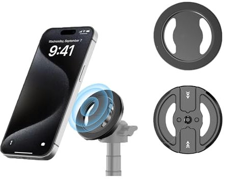 CERFFOOL Magnetic Phone Tripod Mount for MagSafe iPhone 16 15 14 13 12 Plus Pro Max All Series and more with 1/4 Holes and Cold Shoe