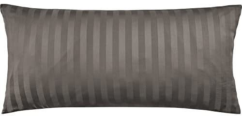 Pure Label Mako Satin Damast Streifen Kopfkissenbezug 40x80 cm aus 100% Baumwolle in Taupe| Traumhaft weicher Kissenbezug passend zu unseren Bettwäsche Sets