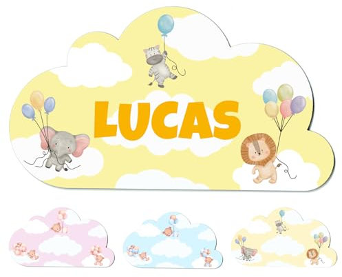 Regalos para bebé recién nacido. Placa personalizada para puerta. Decoración habitación juvenil. Nombre en madera personalizado (Amarillo)