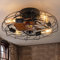 Industrial Farmhouse Caged Ceiling Fan with Remote Control Vintage Bladeless Chandelier Fan for Living Room Dining Room Black Finish