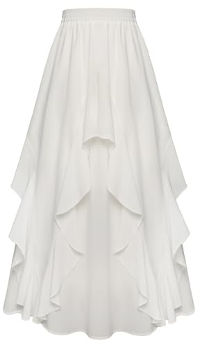 SCARLET DARKNESS Women Maxi Skirt Chiffon Elastic Waist A-Line Long Skirt