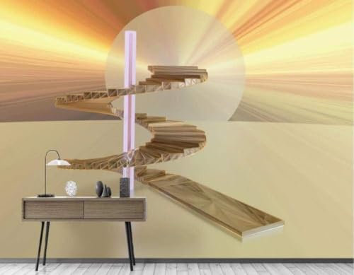 Holzleiter Geometrisch Abstrakt 3D Tapete Büro Wohnzimmer Sofa Schlafzimmer TV Hintergrund Wand Dekoration-250cm×170cm