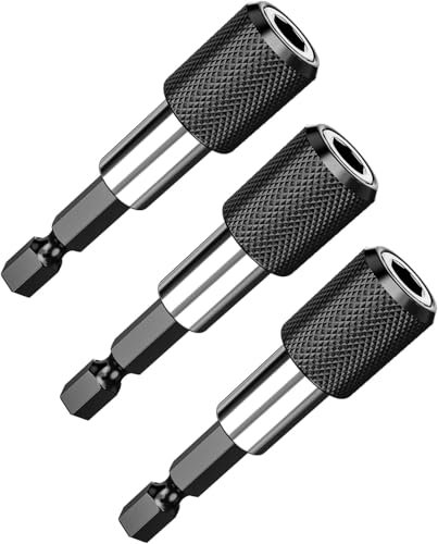 Vroxdrez Portapuntas Magnético, 3 Unidades de Cambio Rápido, 1/4 Pulgadas, 60 mm, Soporte Imantado para Taladro, Destornillador, Compatible con Makita Bosch Dewalt Metabo