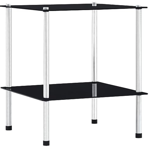 EMYRLXQW Regal-Bücherregale & Standregale, 2-stöckiges Regal, schwarz, 40 x 40 x 47 cm, gehärtetes Glas