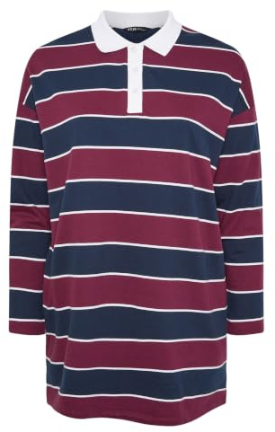 Yours Curve Red Stripe Rugby Collar Sweatshirt - Women's - Plus Size Curve