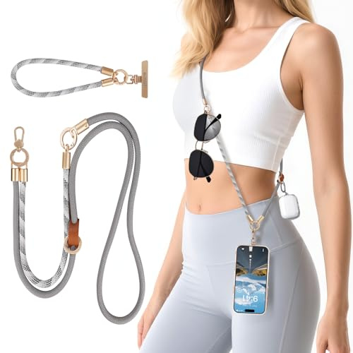 memumi 3-in-1 Handy-Gurt,Universal Handykette mit Metallschnalle, Kette um Hals & Handgelenk & Schulter, Robust Lanyard für Smartphones Airpods