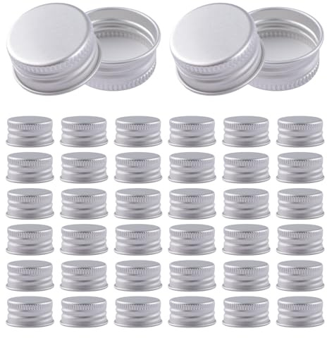 INCREWAY Lot de 40 bouchons à visser en aluminium de 28 mm pour bouteilles en verre, bières, couvercles filetés de rechange pour conteneurs liquides (argenté)