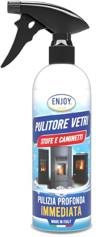 Enjoy Home Pulitore Vetri Stufe e Caminetti Professionale 500ml - Sgrassatore Schiuma Attiva per Fuliggine, Cenere e Residui Carboniosi - Ideale per Vetro Camino, Barbecue, Forni e Pietra Naturale
