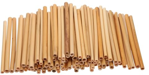 Schilfrohre für Mauerbienenhäuser 100 Stück, 0,5-0,8cm | Bambus Rohre, Leichte Schilf Nachfüllpackungen für Obstgärten und Gärten, Khaki