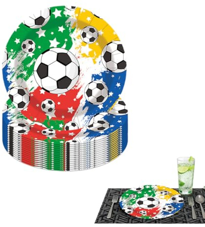 CATZUM Fußball Pappteller 20 Stück, 7 Zoll – Robuste Einwegteller für Kindergeburtstag Jungen & Mädchen Party Deko, Festliches Sport-Geschirr
