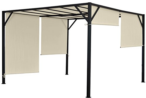 BERLINLODGE Pergola Baia | HxBxT 212x300x400cm | Garten Pavillon Terrassenüberdachung | stabiles 6cm-Stahl-Gestell + Schiebedach