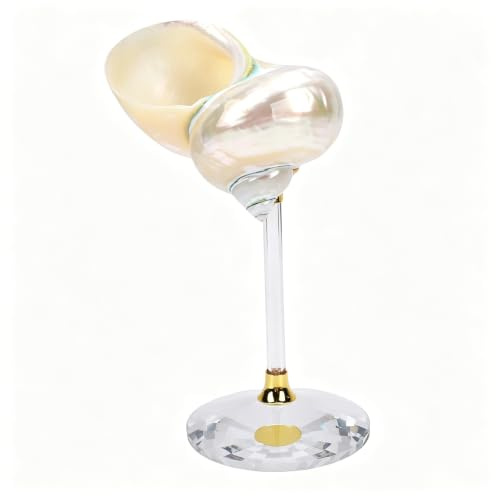 lvifloae Copa de vino de concha individual, copa de martini única de concha de mar, 10.41 oz 6.7 pulgadas, copa de beber creativa pulida para regalo de boda, cumpleaños, centro de mesa del (Blanca)