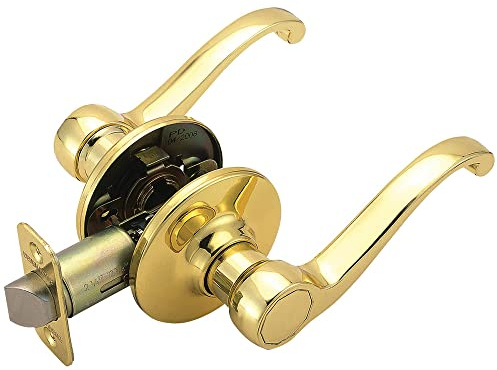 Design House 783035 Scroll 2-Way Latch Passage Door Handle, Adjustable Backset, Polished Brass Finish