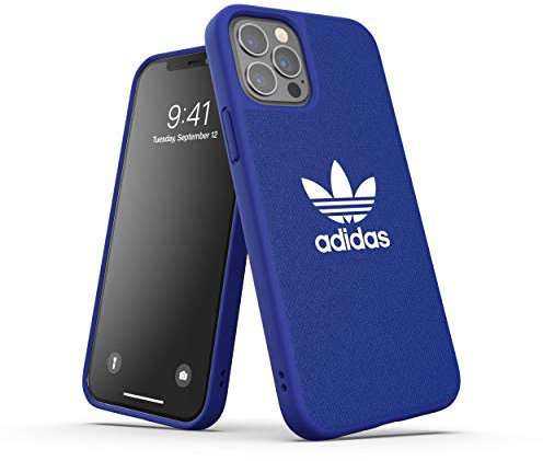 adidas Hülle Entwickelt für iPhone 12 Hülle, iPhone 12 Pro Hülle, 6.1 Zoll, Canvas Fallgeprüfte Hüllen, stoßfeste erhöhte Kanten, Original Schutzhülle, Blau