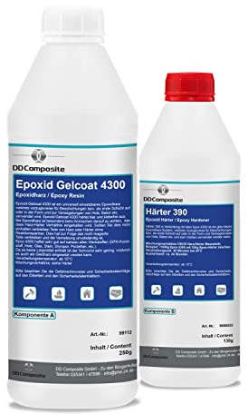 Epoxidharz Gelcoat 4300 mit Härter 390 388g System für Beschichtungen Formbau Kunstharz Resin Osmoseschutz Wassersperrschicht Holzporenfüller