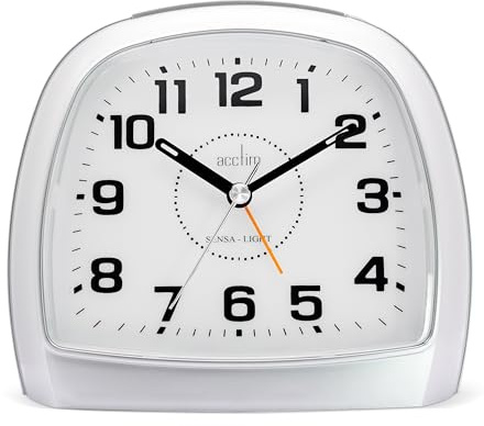 Acctim 14697 Bentima Sensa-Light 3 Non-Tick Night Display Alarm Clock, Plastic, Silver