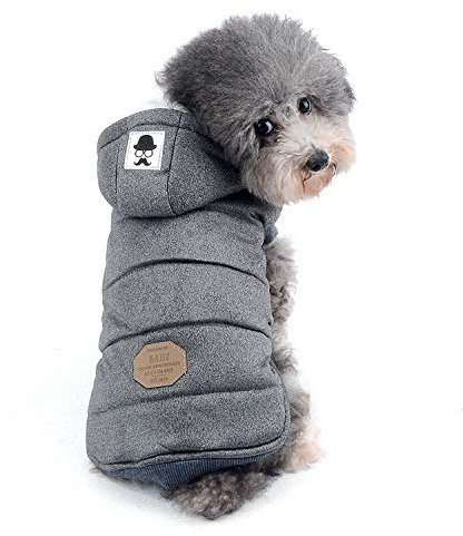 Zunea Hunde Wintermantel für Kleine Hunde Weich Fleece Winterjacken Kapuzenpullis Winddicht Welpenmantel Weste Chihuahua Hundekleidung Katzen Bekleidung für Kaltes Wetter Grau M