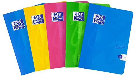 Oxford Touch Quaderni con copertina morbida, rilegati, quaderno di appunti, 120 pagine, colori assortiti, confezione di 5 Pacco da 5 A5