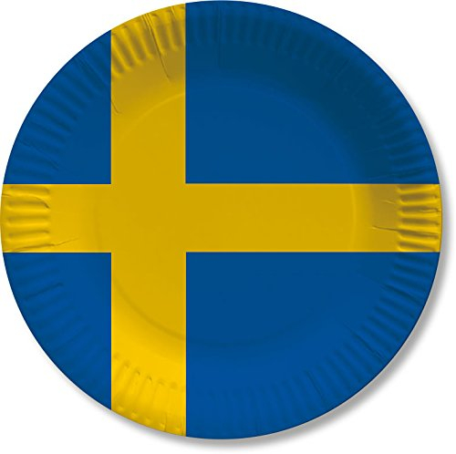 DH-Konzept 10 Teller * SCHWEDEN * für Mottoparty, Geburtstag oder Länderparty Sweden Skandinavien Wikinger Pappteller Partyteller Party Set