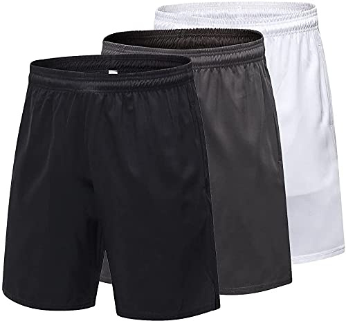 Yuerlian Herrenshorts mit Taschen, für Freizeit, Laufen und Fitnessstudio xl White-Black-Grey