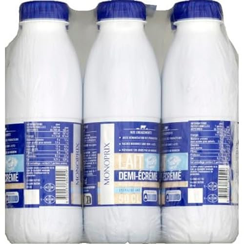 Monoprix Lait demi-écrémé stérilisé UHT - Les 6 bouteilles de 500 ml
