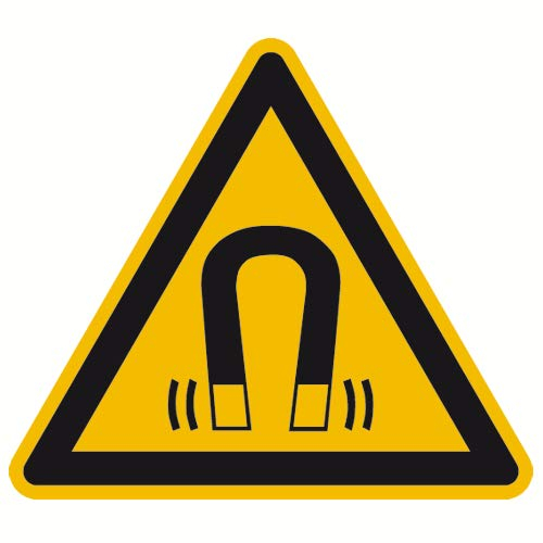 Warnzeichen Warnung Magnetfeld Sicherheitsschild Warnschild 100mm aus Selbstklebendem PVC Betriebsausstattung