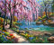 Sunnay Diamond Painting Set, 5D Diamant Painting Set Full Stickerei Groß Bilder DIY Diamonds Malerei,Rosa Weidenfluss,30x40cm