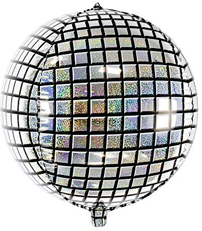 Holografischer Folienballon Disco-Kugel, Größe: 40cm, Helium Ballon Discokugel