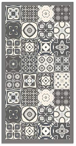 Panorama Tapis Vinyle - Modèle Carreaux Ciments Gris 120x170 cm - Différentes Tailles - Deco Maison, Cuisine, Chambre et Exterieur