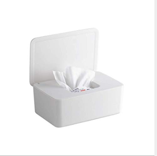 Wet Wipes Dispenser Holder Tissue Case Keeps Wipes Fresh with Lid Seal for Home Office (White)