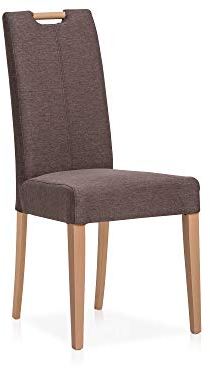 moebel-eins Spyro Polsterstuhl mit Griff, Gestell Massivholz/Bezug Stoff, Buche, Walnut