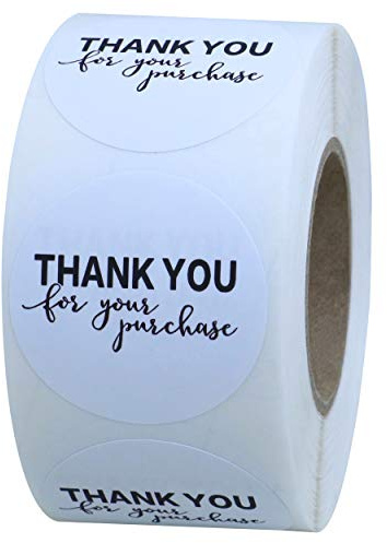 Hylabelest Thank You for Your Purchase Stickers 1.5 Round White Business Labels (White)