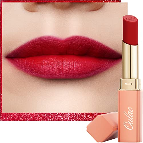 Oulac Soft Matte Lipstick for Women - Red Lipstick & Blush Duo, Cream to Powder Texture, Color Rich, Lightweight & Smooth, Enriched with Rose Oil, Vegan & Cruelty-Free| 3.6g (Y09)