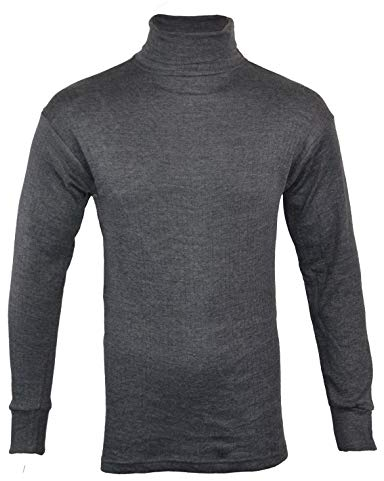 ClothingUnit Mens Thermal Underwear Polo Neck Long Sleeve Top Ski Warm Winter T Shirt M-XL (M, Charcoal Grey)