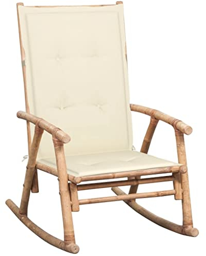 vidaXL Schaukelstuhl mit Auflage Schaukelsessel Gartenmöbel Stuhl Sessel Terrasse Relaxstuhl Gartenstuhl Schwingsessel Innen Außen Bambus