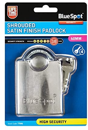 Blue Spot Tools 77046 60mm Shrouded Satin Finish Padlock