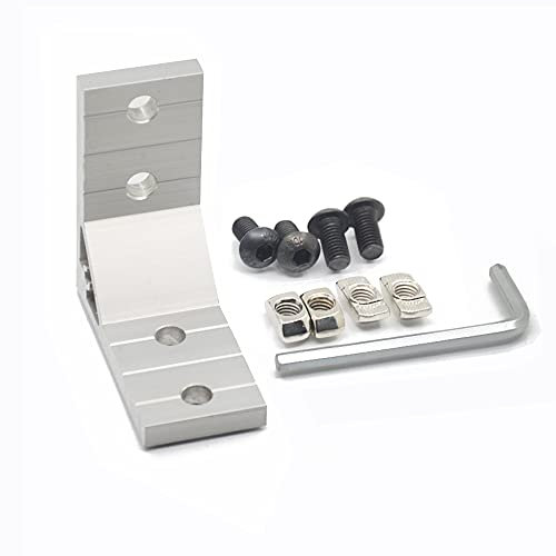 Iverntech 4 ángulos de esquina para perfiles de extrusión de la serie 4040 de aluminio con ranura estándar de 8 mm, abrazadera de conexión con 16 tuercas M8 en T, 16 tornillos M8 y 1 llave inglesa