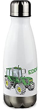 GRAZDesign Trinkflasche Kinder personalisiert Name, Einschulung Geschenk Geschenkideen für Schulanfänger, Thermosflasche Mädchen und Junge Edelstahl 350ml Traktor