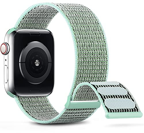 DigiHero Sport Nylon Straps Compatible with Apple Watch Straps 38mm 40mm 41mm 42mm 44mm 45mm, Adjustable Breathable Women Men Braided Strap Compatible for iWatch Series 8/7/6/5/4/3/2/1/SE Green A